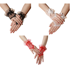 Soft And Breathable Lady Lace Hand Sleeves With Elegant Bows Accents For Special Occasion