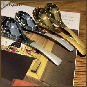 [The Fayshow] Stainless Steel Soup Spoons Home Kitchen Ladle Capacity Mirror Polished Flatware For Coffee Tableware