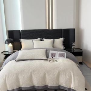 Affordable luxury style 80 Ice Silk Four-Piece Set Naked Sleep Tencel Bed Sheet Duvet Cover High-End Silk Quilt Cover Bed Three-Piece Set LZD