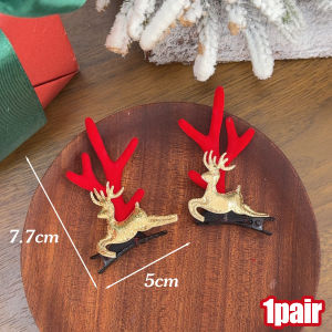 YESPERY 2Pcs Christmas Hair Clips Cute Deer Antler Hairpins Bowknot Barrette For Kids Party Christmas Headwear