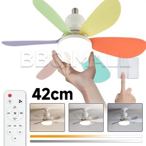 【lifetime warranty】ceiling fan with light indoor Rotatable 6-blade high-power living room & Bedroom 3-color ceiling light fan