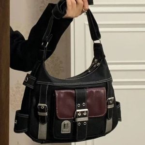 Y2K Vintage Crossbody Bag Womens Tote High Quality PU Leather Shoulder Bag Hip Hop Messenger Bag Female Large Handbag Commuter2026