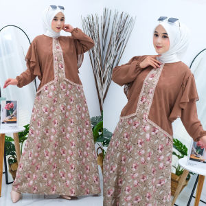 Aulia Dress Gamis motif bahan Shakila mix Ceruty Renda