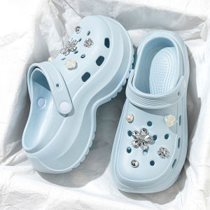 [Free Shipping] Rhinestone Perforated Sandals For Women Outdoor Slip-On Beach Shoes Home Slippers WomenS Closed-Toe Slippers