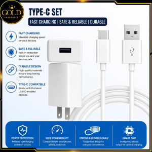Fast Charging 5V2A Power Adaptor with Type-C Charging Cord Micro-USB to Type-C Simple Functional Design Reliable Power Supply for Smartphone Cellphone Charger Electronic Device