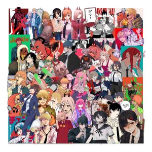 YF 50pcs Chainsaw Man Anime Sticker Waterproof DIY Graffiti Decorative Stickers Luggage Laptop Skateboard Sticker Gift FY