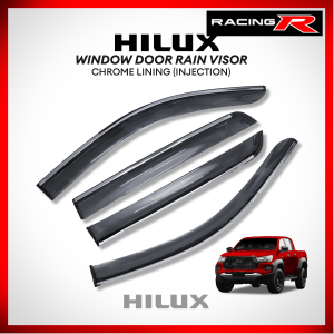 Toyota Hilux 2016 to 2026 INJECTION TYPE Window Door Rain Visor Black w/ Chrome Lining Thailand Quality Car Accessories