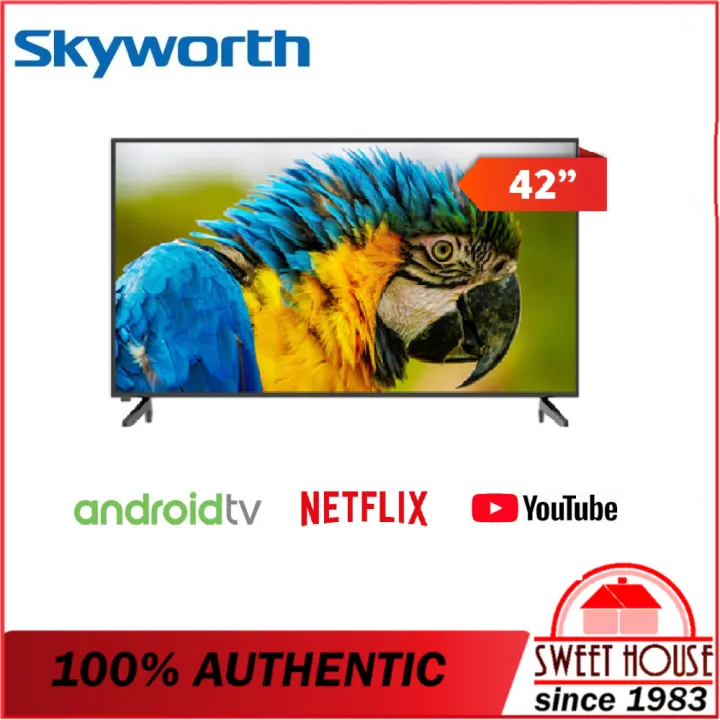 Skyworth 42 Inch 2K Android TV Smart 42STC6200 Full HD DVB-T2 Netflix Youtube Bluetooth Android 9.0 MYTV