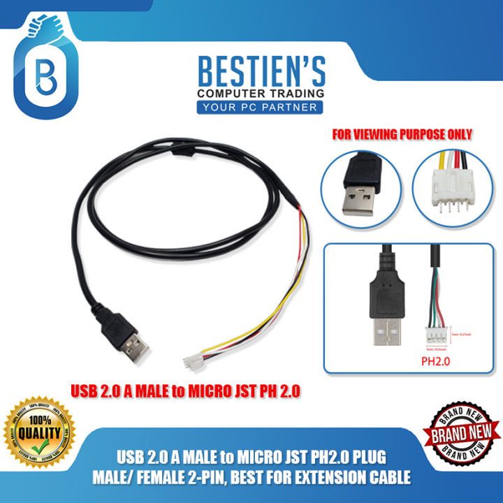 USB 2.0 A MALE  to MICRO JST PH2.0 PLUG MALE/ FEMALE 4-PIN, BEST FOR EXTENSION CABLE