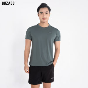 Áo thun thể thao Guzado Chất vải thun coolmax co giãn thoáng mát vượt trội thiết kế basic nam tính khỏe khoắn nhiều màu dễ lựa chọn GTS06