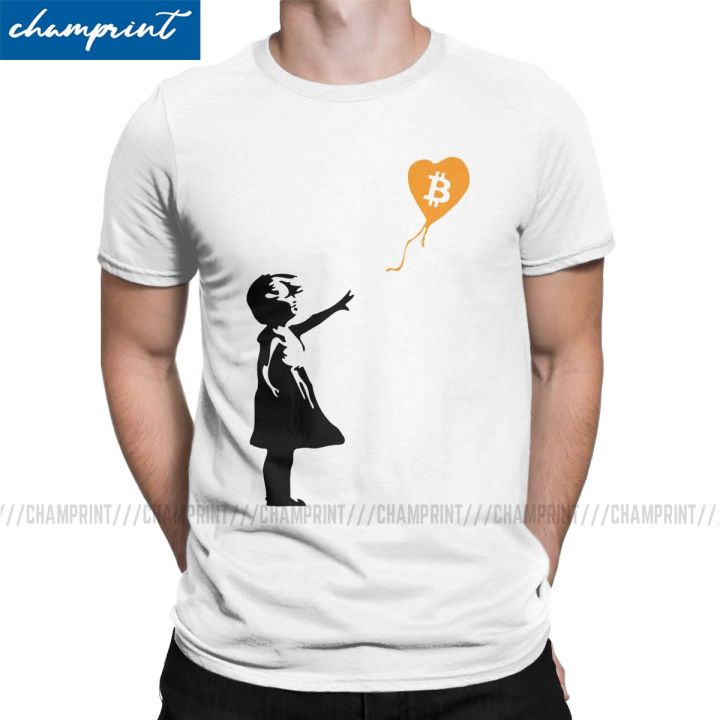 Bitcoin Balloon Guys Banksy Loves Bitcoin Series Men T Shirts Crypto 