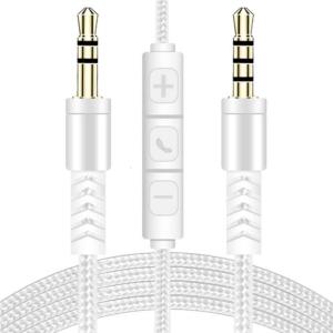 3.5mm Male to Male Replacement Cable In Line Mic and Voice Control for Phone Auditory Headphones Car Speaker Systems