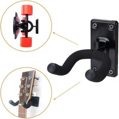 Guitar hook Guitar holder Guitar wall mount for Electric Acoustic Bass Black Square Holder Hangers (1PCS)