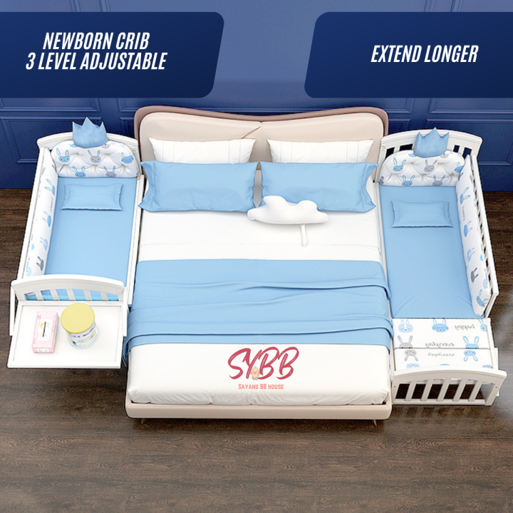 Luxury Snow White baby cot New born baby crib wooden katill baby