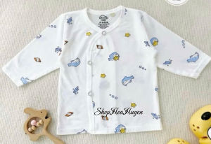 Áo sơ sinh Dài Tay cài lệch chất vải thun lạnh cao cấp siêu mềm mịn tháng mát cho bé trai bé gái sơ sinh 0-9kg