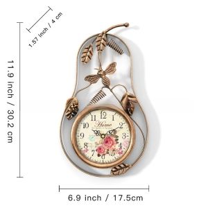 FFBH European Wall Clocks Art Creative Ironwork Wall Clocks Vintage Printed Art Watches Living Rooms Astethic Home Decoration R3K9L