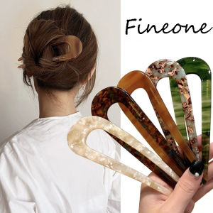 Trendy U-Shaped Acetic Acid Hairpin Girls Hair Fork Hair Clips Print Hair Sticks Women Headwear Hair Accessories