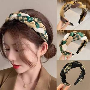Fashion Retro Twist Plaid Headband Elegant Fashion Wash Face Hairband
