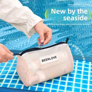 New Arrival Fashionable Mesh Toiletry Organizer for Swimming & Beach - Portable Mid-Sized