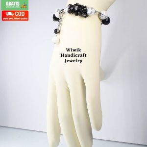 Gelang Tangan Wanita Gelang Cewek Stainless Tahan Karat Batu Beads Jade Hijau Kado Hadiah Terbaru