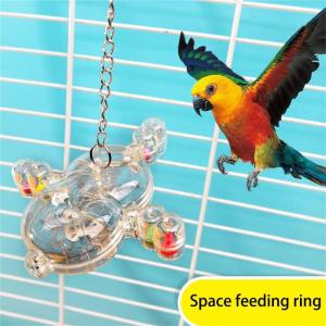 Clear Rotating Spinner Toy Bird Cage Grinding Perch Feeding Station Engaging Designs to Relieve Boredom of Indoor Bird
