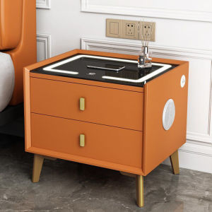 Tủ Đầu Giường Thông Minh Tab Đầu Giường Kèm Sạc Không Dây Loa Buetooth Khóa Vân Tay-loại 2 ngăn kéo có đèn Led