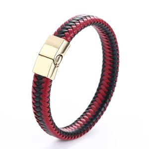 BAIXL Vintage Classic ic Clasp Multilayer Stainless Steel Accessories Gift For Men Women Bangles Jewelry Leather Bracelet Braided Bracelets
