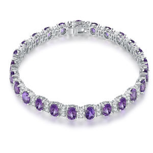 Lohaspie Jewelry Pure 13 Carats 925 Sterling Silver Amethyst Bracelet Natural Swiss Blue Topaz Bracelet 925 Sterling Silver Bracelet With Gem Women Fashion Bracelet Jewelry