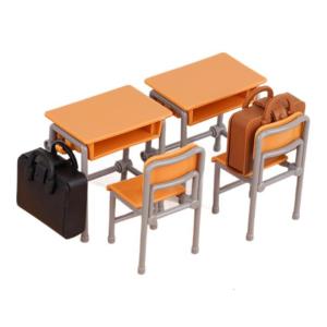 Interactive Miniature Classroom Furniture Table Set with School Bag Safe Plastic Desk For Kids Pretend Learning Activity