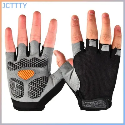 JCTTTY ถุงมือปั่นจักรยานสำหรับผู้หญิงและผู้ชายถุงมือครึ่งนิ้วระบายอากาศได้ดีสำหรับฟิตเนสยิมฤดูร้อน