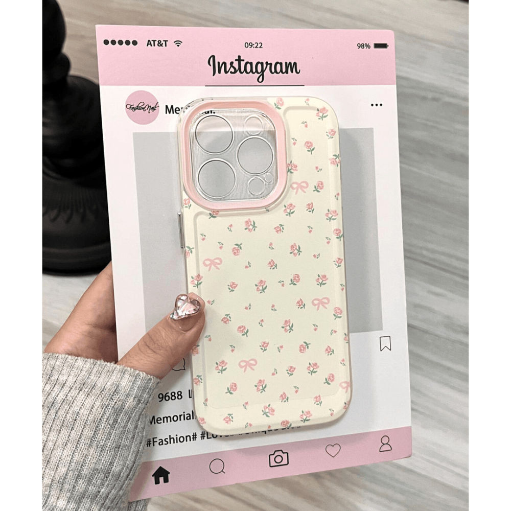 17 Max Case Pink Floral Transparent Space Matte Shockproof Full Cover Korean Japanese Cartoon Ins Style IPhone 16 Pro_voghion.com