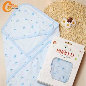 Khăn Ủ Có Mũ Cao Cấp CUNCON cho bé sơ sinh- Chất liệu cao cấp 100% cotton 4 chiều dày dặn ấm áp mềm mại an toàn cho bé yêu