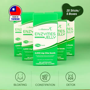 LivBalance Enzymes Jelly (25 Sachets): Reduce Bloating and Constipation with Plant Enzymes & Chia Seeds