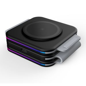 DESKTRON 3 in 1 Wireless Charger Pad 15W Fast Charge Magnetic Foldable Qi Fast Charging Wireless Charging Dock Station