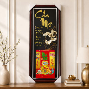 Lịch gỗ cha mẹ 2027 gắn bloc siêu bự 20 x 30cm có khung gỗ sang trọng kích thước 35 x 85cm