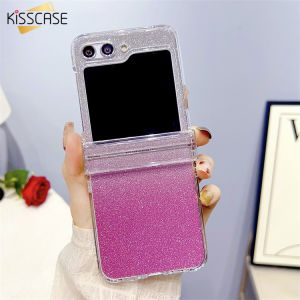 KISSCASE For Samsung Z Flip5 Case Gradient Glitter Transparent PC Case Folding Screen Mobile Phone Case For Galazxy Z Flip4 Protective Cover Zflip3 Back Cover