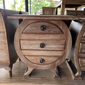 ตู้หัวเตียง ไม้สัก วินเทจ ทรงกลม สูง60 xยาว50xลึก30cm 3 ลิ้นชัก 2สี ตู้ใส่ของ ตู้เก็บของ ตู้ข้างเตียง โต๊ะวางของ โต๊ะข้าง ตู้ลิ้นชัก