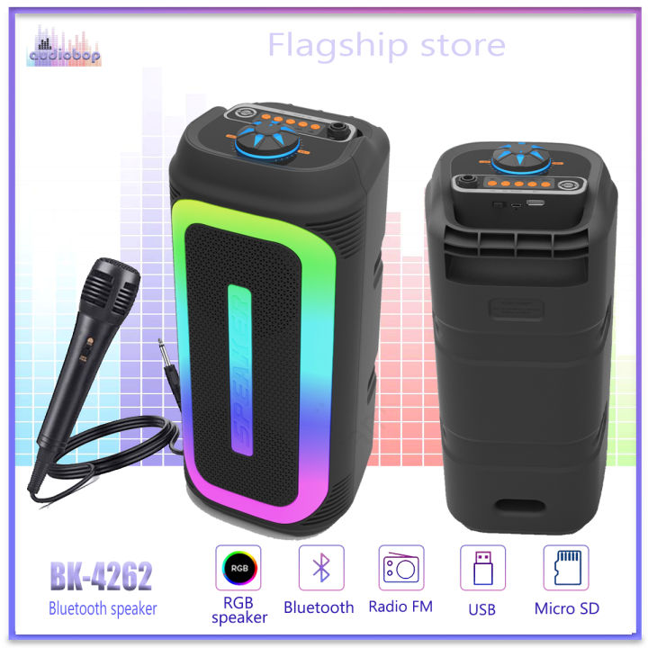 Double 4inch Portable Wireless Bluetooth Speaker LED Light Super Bass ...