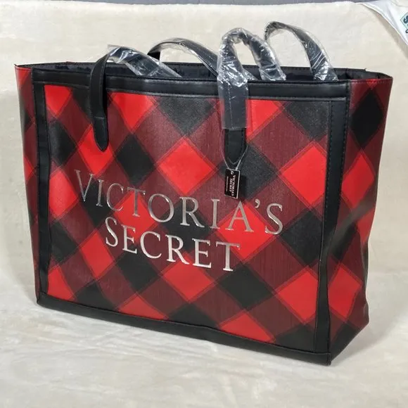 Nwt VICTORIA SECRET PINK BLACK FRIDAY Large TOTE BAG and Plaid