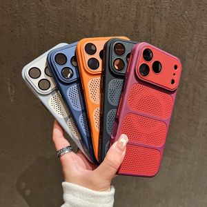 Luxury Armor Shockproof Heat Dissipation Mesh Case For iPhone 17 16 15 14 Plus 13 Pro Max Lens Protect Matte Hard PC Cover Funda