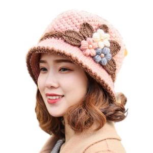 Knit Flower Bucket Hat for Woman Floppy Color Matching Weaving Wide Brim Bucket Hat Adult Teens Autumn Fisherman Hat
