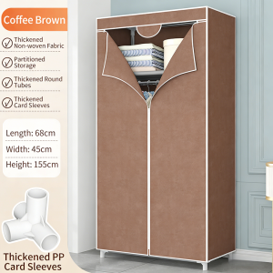 Portable Wardrobe Clothes Organizer with Multiple Storage AreasFoldable Closet for Small Space Dustproof Fabric CabinetSturdy Metal Frame-CZH