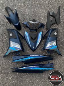 COVERSET BODYSET HLY LC135 V6 SPECIAL EDITION BIRU SE COLOUR ORIGINAL HONG LEONG YAMAHA STRIPE SIAP TAMPAL