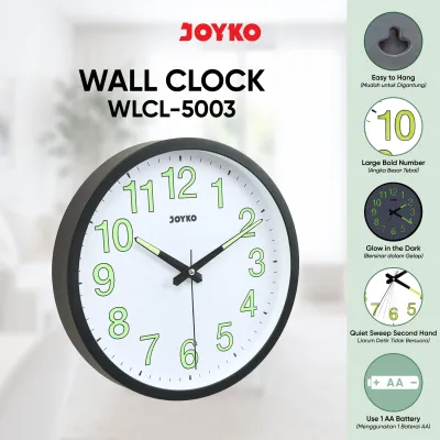 JOYKO Wall Clock Jam Dinding WLCL-5003 Glow in the Dark