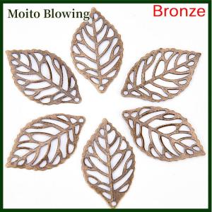 Moito 50PCS Charm Filigree Hollow Leaves Pendant DIY Jewelry Making Leaves Metal Craft