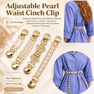 Adjustable Pearl Waist Clip Pearl Waist Tightener Waist Cinch Clip Dress Pants Skirt Women Fashion Accessory