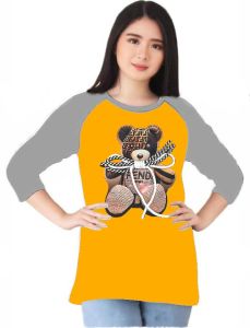 Kaos Atasan Wanita lengan 3/4/ Kaos raglan Wanita BEAR TALI DTF/ Kaos Cewek/ Kaos Oblong/ Baju Kaos Tshirt/ Tshirt wanita/ Tshirt cewek