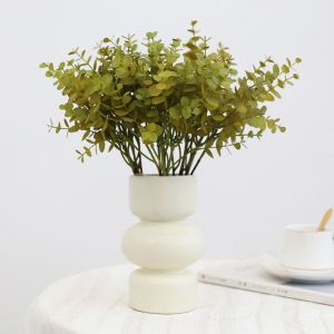 CANICECA Plastic Material Artificial Eucalyptus Leaves 6 Pieces Lot Leaf Stems Simulated Eucalyptus Flowers Outdoor Ornament Fake Flowers Faux Eucalyptus Stems Home Decoration