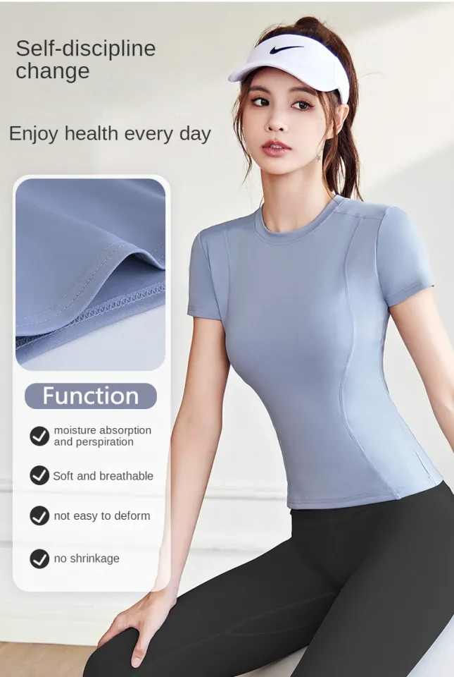 Seamless Stretchable Workout Shirts for Women Quick Dry Short