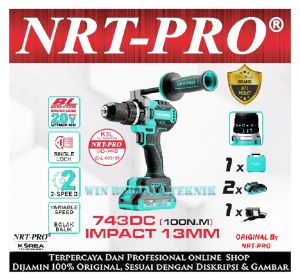 NRT PRO 743 DC Mesin Bor Cordless Impact Drill 13MM 20V Brushless Motor 20 V DC 743 743DC 743 DC